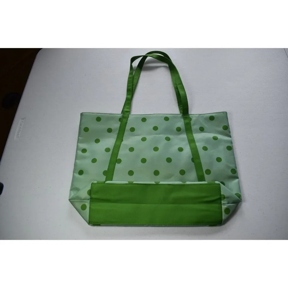 Clinique X Kate Spade Green Polka Dot Tote Bag Makeup Shopping - Picture 3 of 8